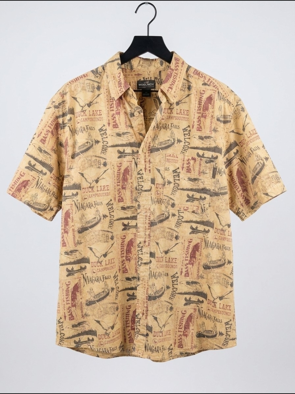 Woolrich Men’s Short-Sleeve Printed Camp Shirt - Tan